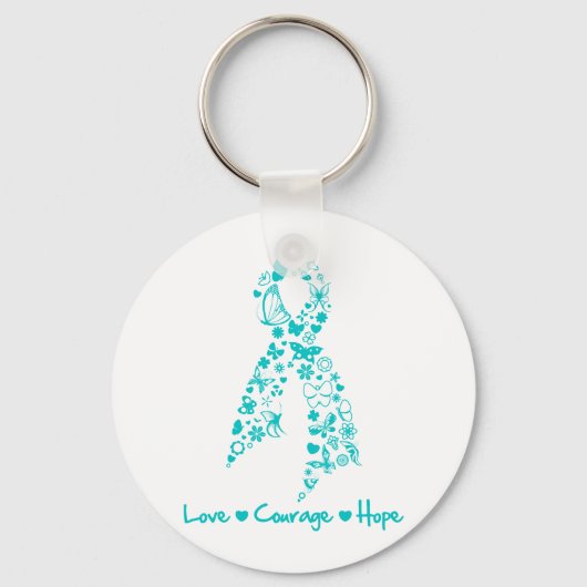 Love Courage Hope Butterfly - Ovarian Cancer Sleutelhanger (Voorkant)