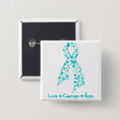 Love Courage Hope Butterfly - Ovarian Cancer Vierkante Button 5,1 Cm (Voorkant /achterkant)