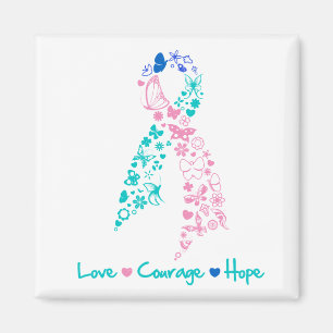 Love Courage Hope Butterfly - Thyroid Cancer Magneet