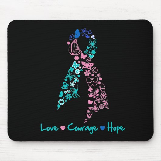 Love Courage Hope Butterfly - Thyroid Cancer Muismat (Voorkant)