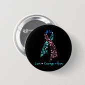 Love Courage Hope Butterfly - Thyroid Cancer Ronde Button 5,7 Cm (Voorkant /achterkant)