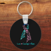 Love Courage Hope Butterfly - Thyroid Cancer Sleutelhanger (Voorkant)