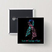 Love Courage Hope Butterfly - Thyroid Cancer Vierkante Button 5,1 Cm (Voorkant /achterkant)