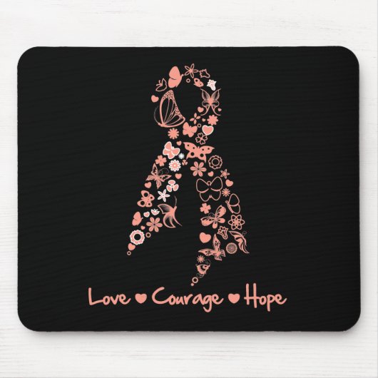 Love Courage Hope Butterfly - Uterine Cancer Muismat (Voorkant)