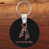 Love Courage Hope Butterfly - Uterine Cancer Sleutelhanger (Voorkant)