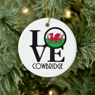 LOVE Cowbridge Wales Keramisch Ornament
