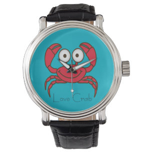 Love Crab Watch  lederen riem zwart Horloge