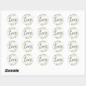 Love Cream Gold Floral Greenery Wedding Ronde Sticker (Vel)