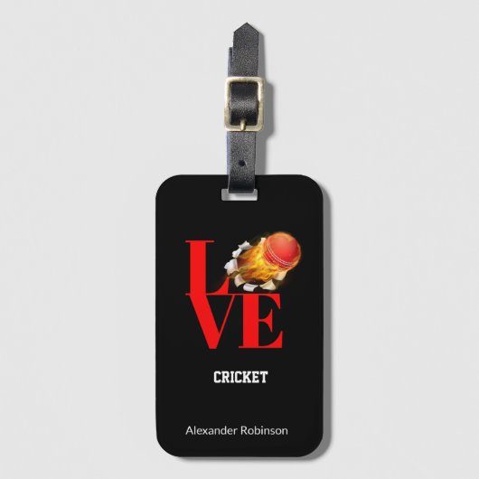 Love Cricket Personalized Sports Bagagelabel (Voorkant (verticaal))