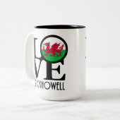 LOVE Crickhowell Wales 15oz Tweekleurige Koffiemok (Voorkant links)