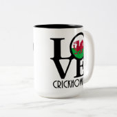 LOVE Crickhowell Wales 15oz Tweekleurige Koffiemok (Voorkant rechts)