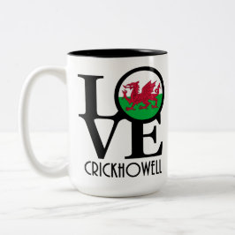 LOVE Crickhowell Wales 15oz Tweekleurige Koffiemok