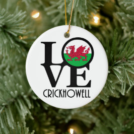 LOVE Crickhowell Wales Keramisch Ornament