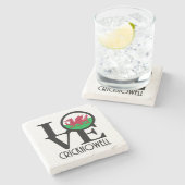 LOVE Crickhowell Wales Stenen Onderzetter (Zijkant)