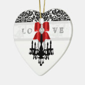 LOVE Cristmas Chandelier Heart Bow Ornament red (Links)