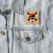 Love & Crossbones Vierkante Button 5,1 Cm (In situ)