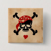 Love & Crossbones Vierkante Button 5,1 Cm (Voorkant)