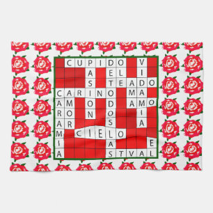 Love Crossword in Spaans op Kitchen Towel Theedoek