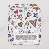 Love & Crystal Wedding Directions Insert Card Kaart (Voorkant / Achterkant)