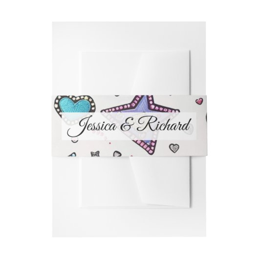 Love & Crystal Wedding Invitation Belly Bands Uitnodigingen Wikkel (Voorkant Voorbeeld)