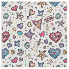 Love & Crystals | Crystal Hearts Seamless Pattern  Stof
