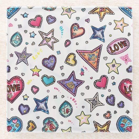 Love & Crystals | Photo  Coaster Glazen Onderzetter (Voorkant)