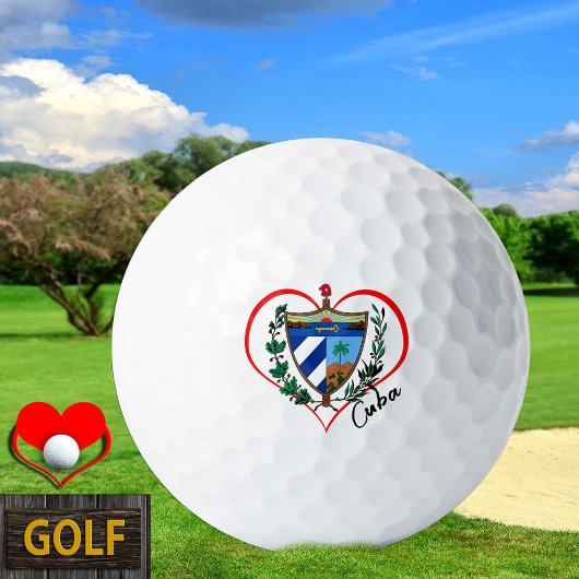 Love Cuba Golf Balls, Cuban flag, Heart Golfballen