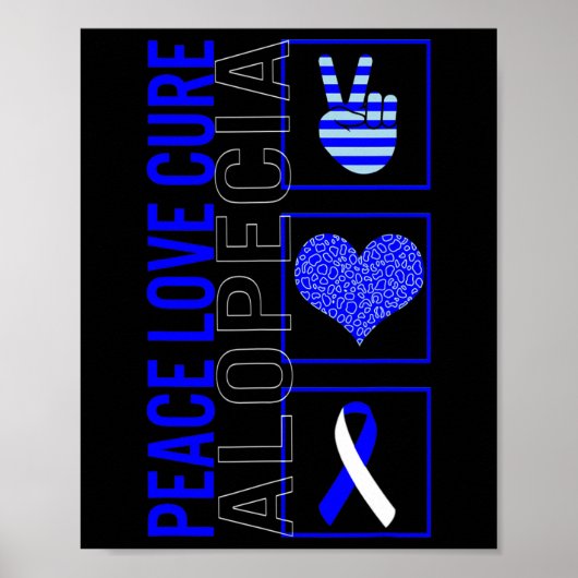 Love Cure Alopecia Awareness Ribbon Warrior Suppor Poster (Voorkant)