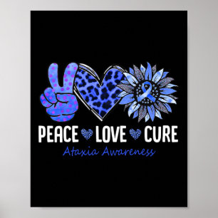 Love Cure Ataxia Awareness Maand Blauwe Zonnebloem Poster