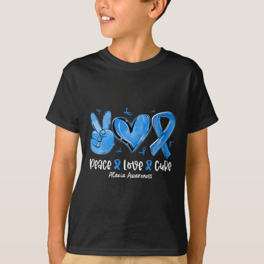 Love Cure Blue Ribbon Ataxie Bewustzijn T-shirt (Voorkant)