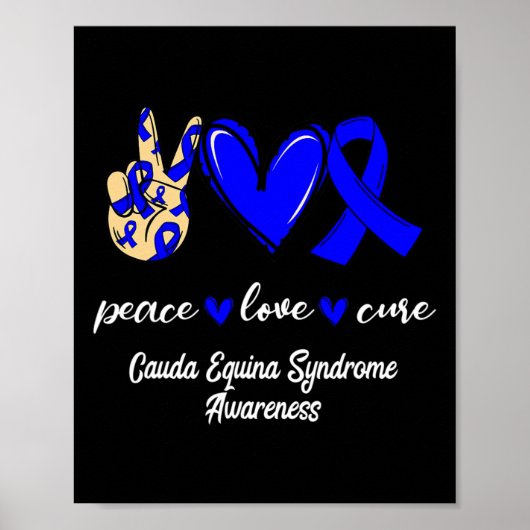 Love Cure Cauda Equina Syndroom Blauw bewustzijn Poster (Voorkant)