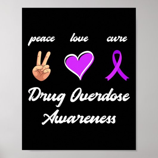 Love Cure Drug Paarse Lint Overdosis Awareness Poster (Voorkant)