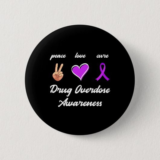 Love Cure Drug Paarse Lint Overdosis Awareness Ronde Button 5,7 Cm (Voorkant)