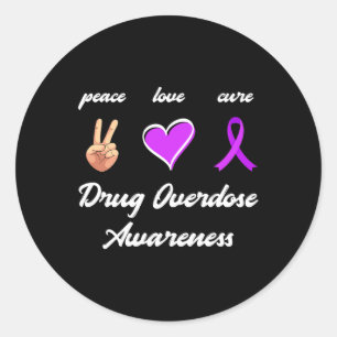 Love Cure Drug Paarse Lint Overdosis Awareness Ronde Sticker