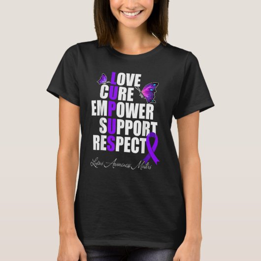 Love Cure Empower Support Respect Lupus Awareness T-shirt (Voorkant)
