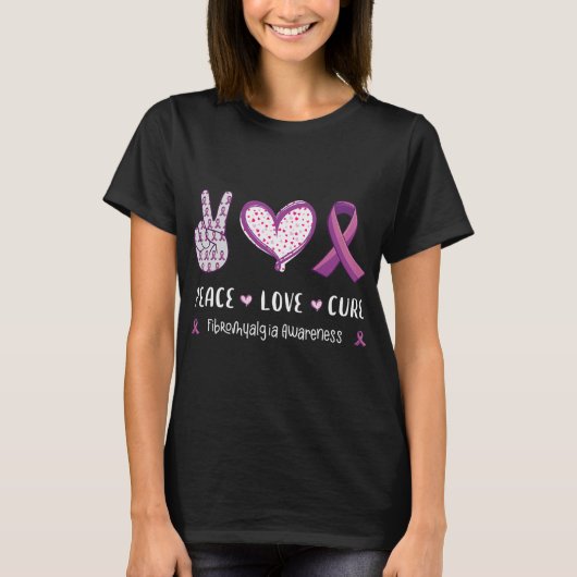 Love Cure Fibromyalgie Bewustzijn Mannen Vrouwen K T-shirt (Voorkant)