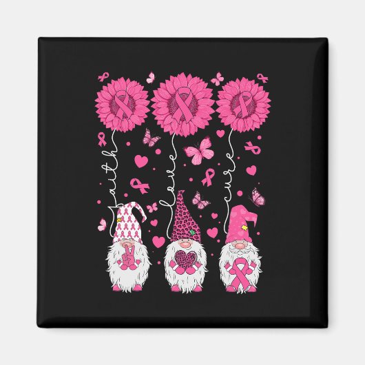 Love Cure Gnomes Zonnebloem Borstkanker Bewustzijn Magneet (Voorkant)