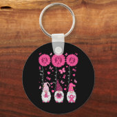 Love Cure Gnomes Zonnebloem Borstkanker Bewustzijn Sleutelhanger (Voorkant)