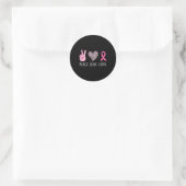 Love Cure Hart Roze Lint Borstkanker Awarenes Ronde Sticker (Tas)