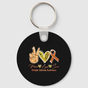 Love Cure Multiple Sclerosis Awareness Orange Ribb Sleutelhanger