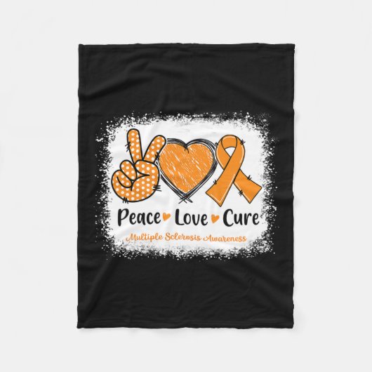 Love Cure Multiple Sclerosis MS Awareness Oranje Fleece Deken (Voorkant)