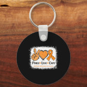 Love Cure Multiple Sclerosis MS Awareness Oranje Sleutelhanger (Voorkant)