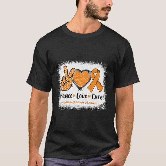 Love Cure Multiple Sclerosis MS Awareness Oranje T-shirt (Voorkant)