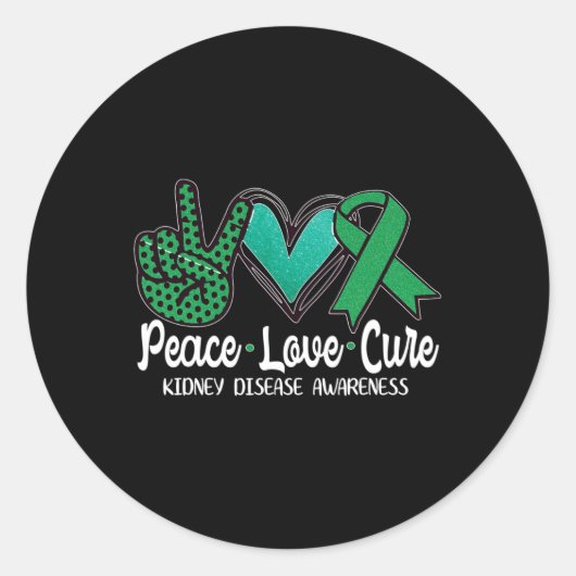 Love Cure Nierziekte Awareness Gift Ronde Sticker (Voorkant)