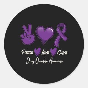 Love Cure Paarse drug overdosis bewustzijn Ronde Sticker