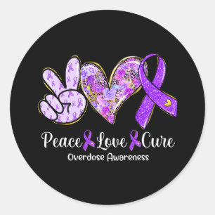 Love Cure Paarse lint Overdosis Awareness Gifts Ronde Sticker