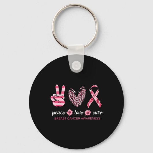 Love Cure Pink Ribbon Borstkanker Bewustzijn 2 Sleutelhanger (Voorkant)
