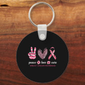 Love Cure Pink Ribbon Borstkanker Bewustzijn 2 Sleutelhanger (Voorkant)