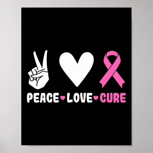 Love Cure Pink Ribbon Borstkanker Bewustzijn Poster (Voorkant)