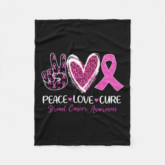 Love Cure Pink Ribbon Borstkanker Bewustzijn Vrouw Fleece Deken (Voorkant)